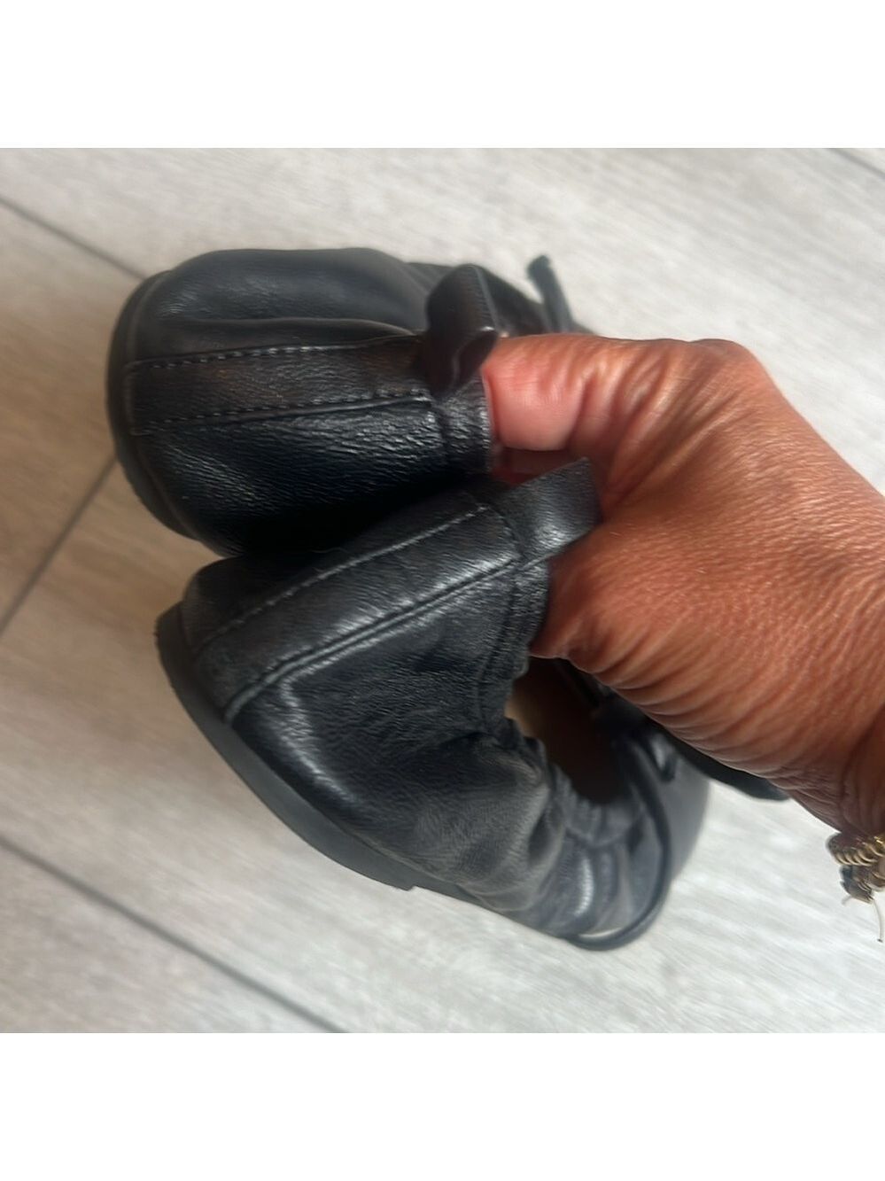 Silent D Bella black leather slip on tie ballet flats size 37/6 - Picture 5 of 14